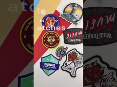 Frontière pourpre mignonne faite sur commande de Logo Iron On Woven Patch Merrowed pour des enfants