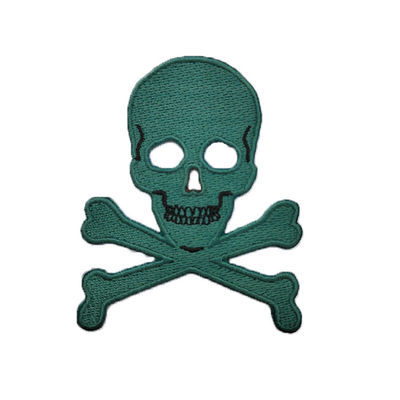 La broderie faite sur commande de crâne vert raccorde le fer de frontière de Merrow sur les corrections brodées