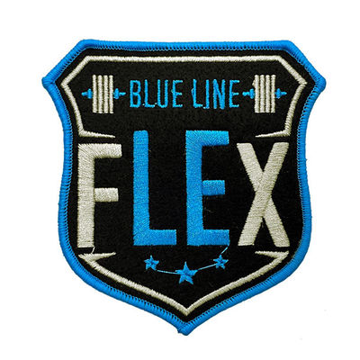 Le sergé de Logo Iron On Embroidered Patches a jugé que la frontière de Merrow de tissu/laser a coupé la frontière