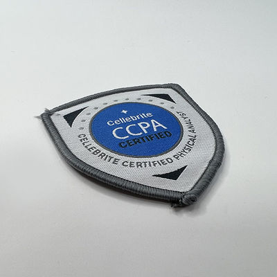 CCPA Logo Brown Merrow Border Iron sur la correction tissée faite sur commande imperméable de corrections de broderie