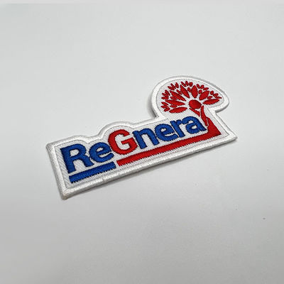 Pandone Logo Patches Twill Felt Fabric brodé par couleur folâtre le support de Velcro de correction
