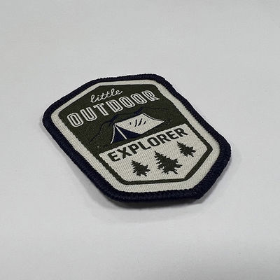 Exploration faite sur commande Team Iron On Woven Patch avec la frontière de Merrowed