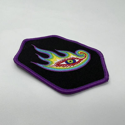 Patchs brodés par support de Velcro de logo d'yeux faits sur commande habillement patchs tissés lavables