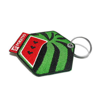 Keychains brodé personnalisé, gousset principal de broderie d'OEM de fond de sergé
